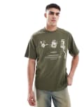 [G-Star] G-Star archive oversized t-shirt in khaki with chest and back print-Green L Green