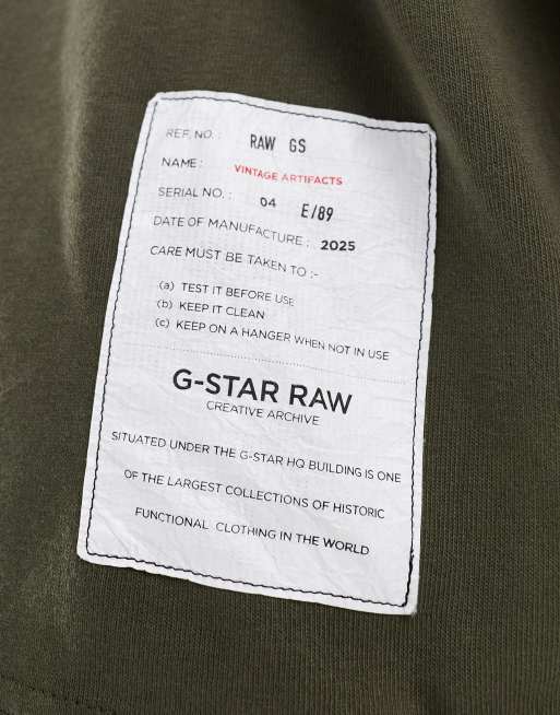 G-Star - Archive - T-shirt oversize kaki con stampa sul petto e sulla schiena, 3 di 4