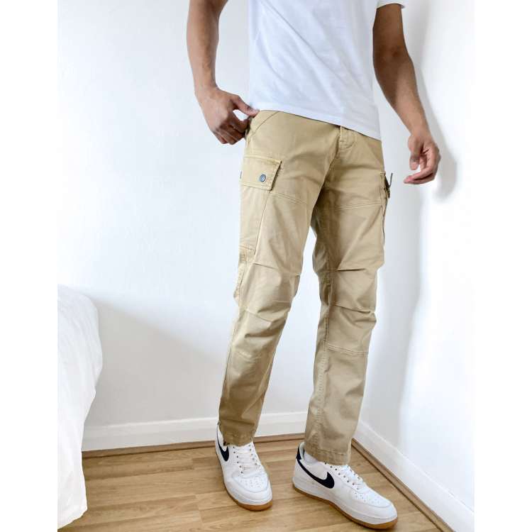 ASOS DESIGN slim cargo pants with 3D pockets and pin tucks