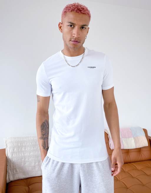 G-Star – Biały T-shirt o obcisłym kroju z logo