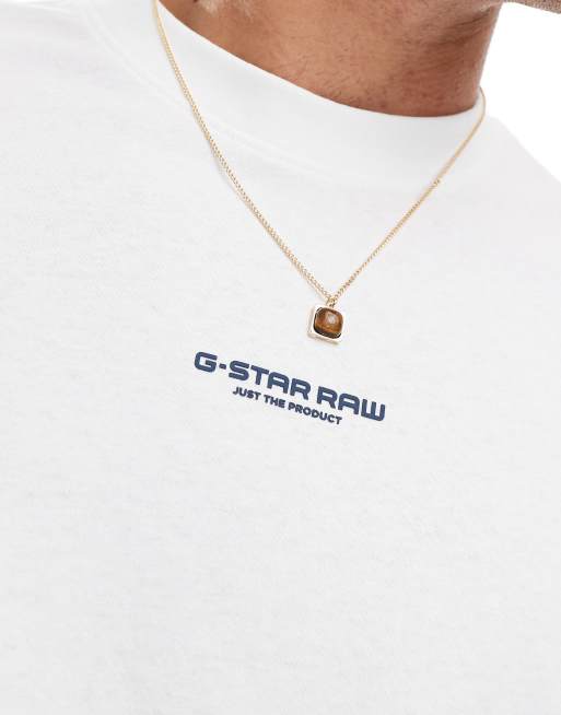 G-Star – Biały T-shirt oversize z nadrukiem na plecach, 2 z 4
