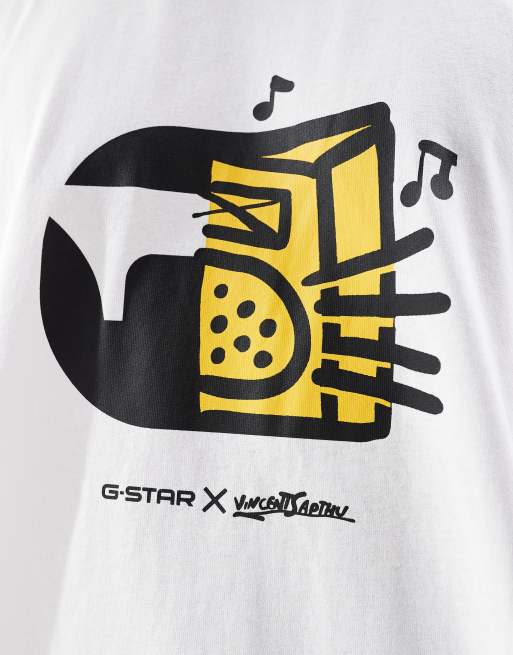 G-Star - Boombox Cartoon - T-shirt oversize imprimé sur la poitrine - Blanc, 3 de 4