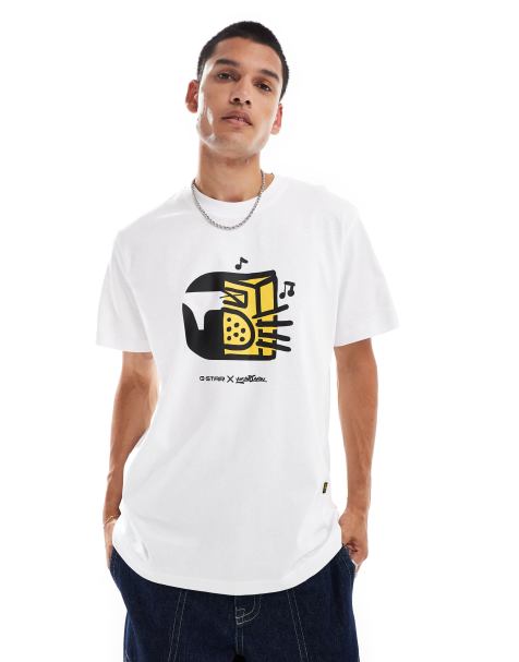 G-Star – Boombox – Oversize-T-Shirt in Weiß mit Brust-Print - view 1