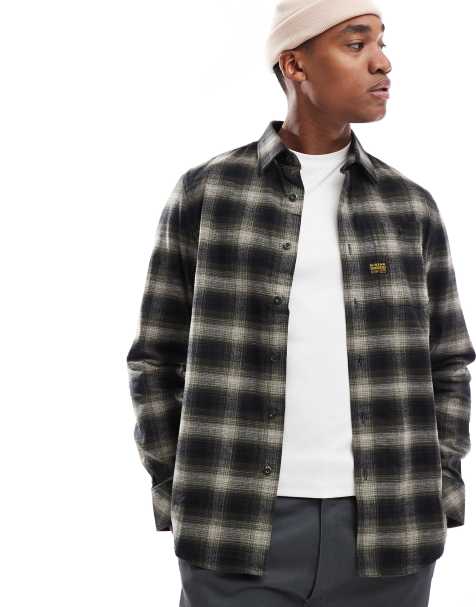 G-Star bristum checked flannel shirt in black and beige - view 1