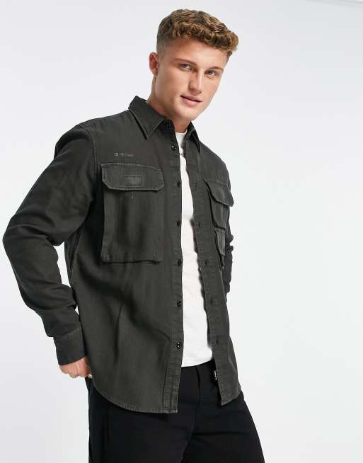 G-Star Container Pocket regular fit long sleeve shirt in black | ASOS