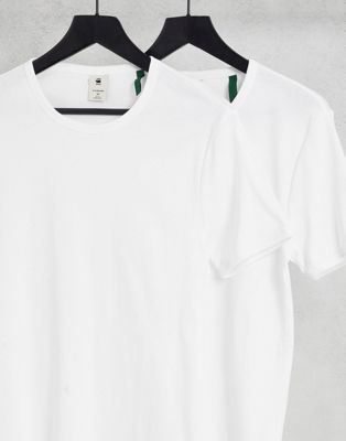 G-Star cotton tonal logo slim fit 2-pack t-shirt in white
