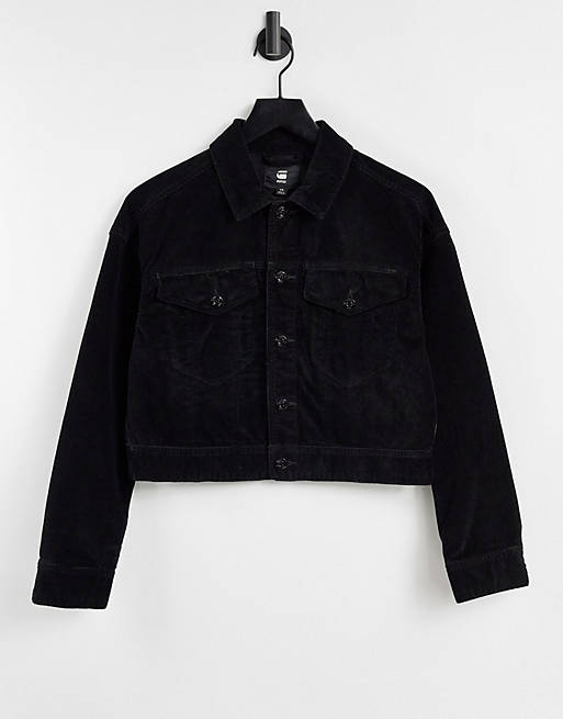 G-Star cropped cord denim jacket in black