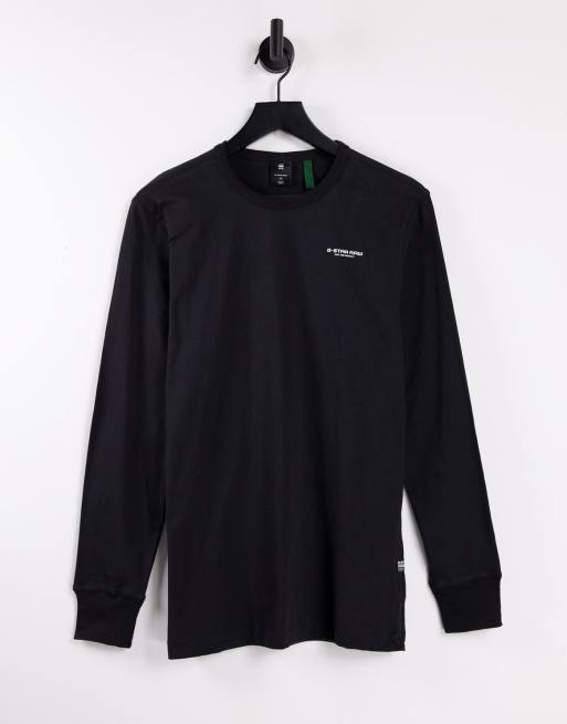 G-Star – Czarny T-shirt z długimi rękawami i małym logo