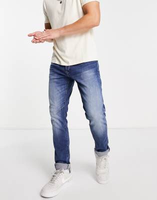 G-Star D-Staq 5 pocket slim jeans in mid blue - ASOS Price Checker