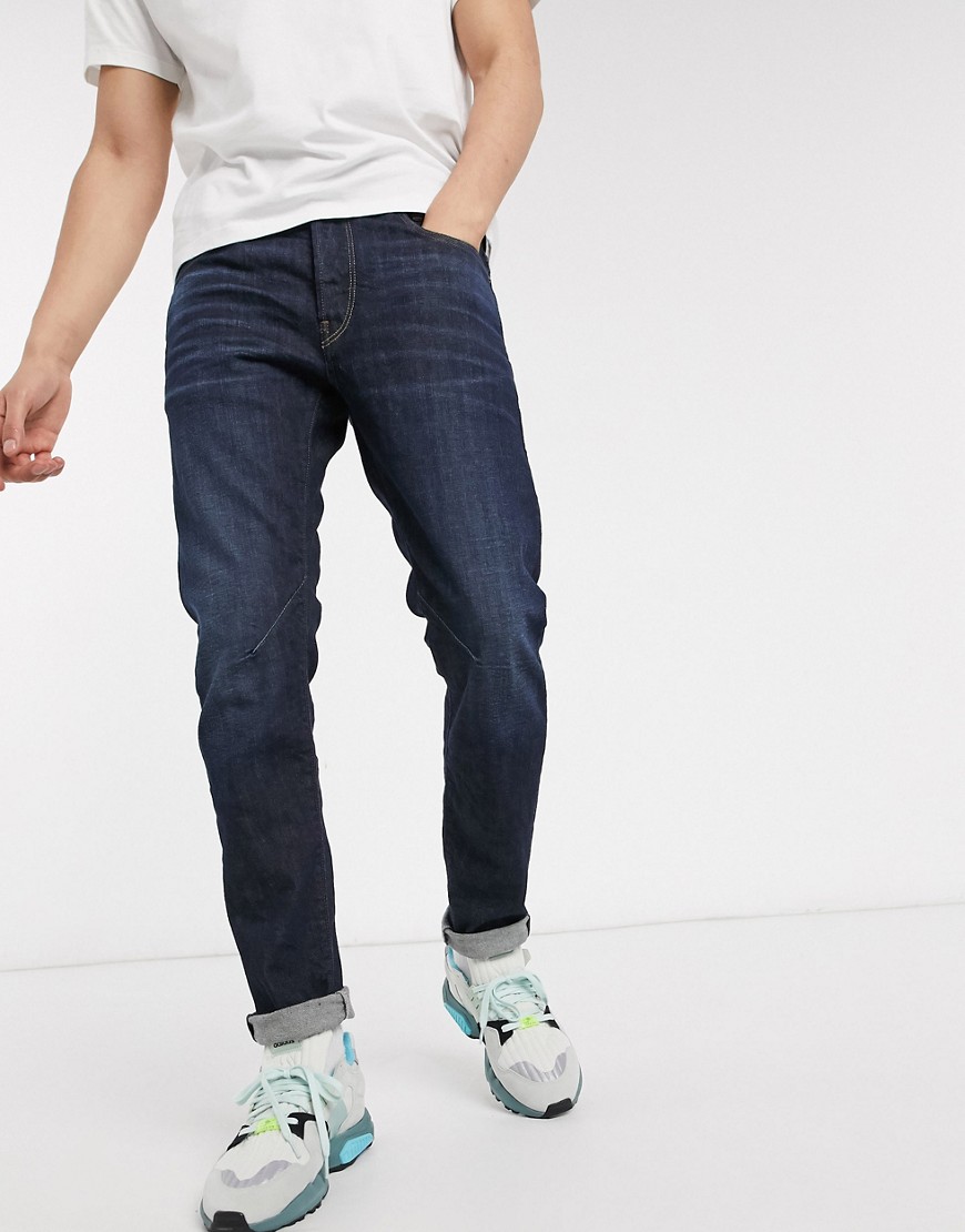 G-Star – D-Staq – Slim jeans i mörk tvätt med 5 fickor-Blå