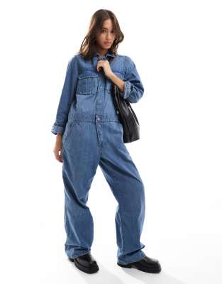 G-Star denim painter overalls in midwash blue