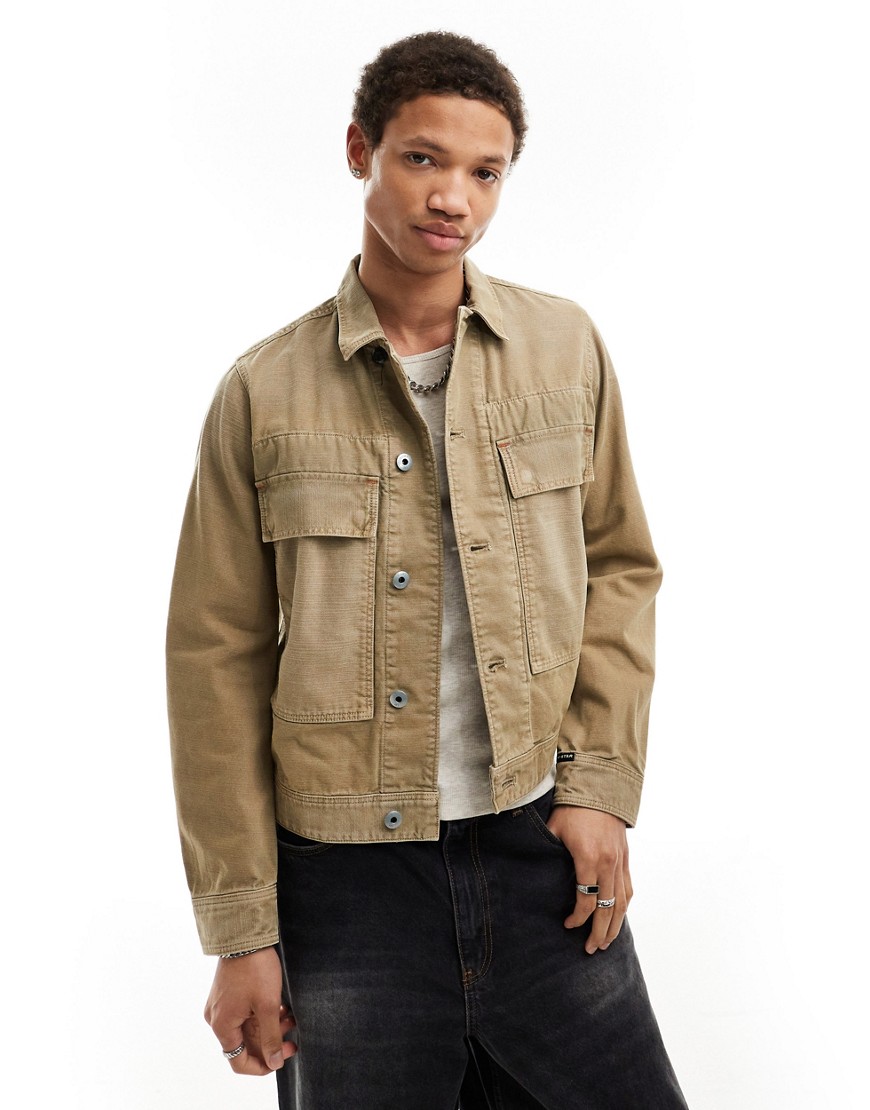 G-Star denim utility jacket with oversized pockets in beige-Neutral