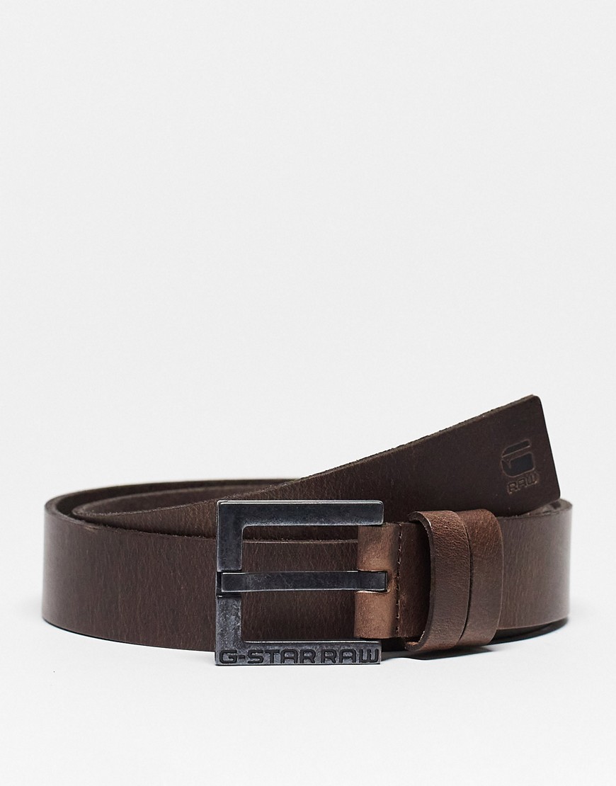 G-Star Duko Leather Belt In Brown