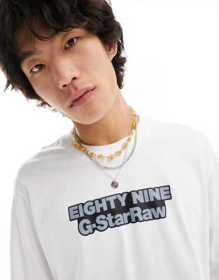 eighty nine oversized long sleeve T-shirt in white with chest print