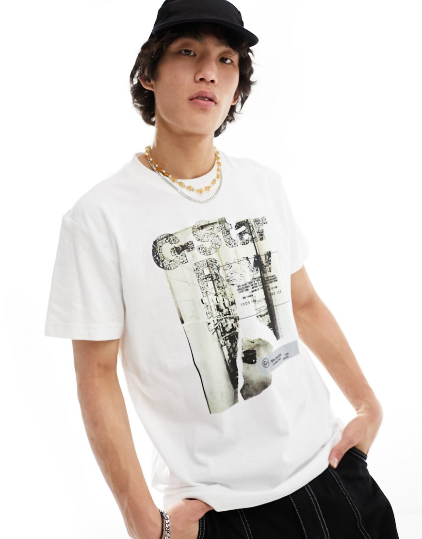 G-Star eighty nine oversized long sleeve t-shirt in white with chest print