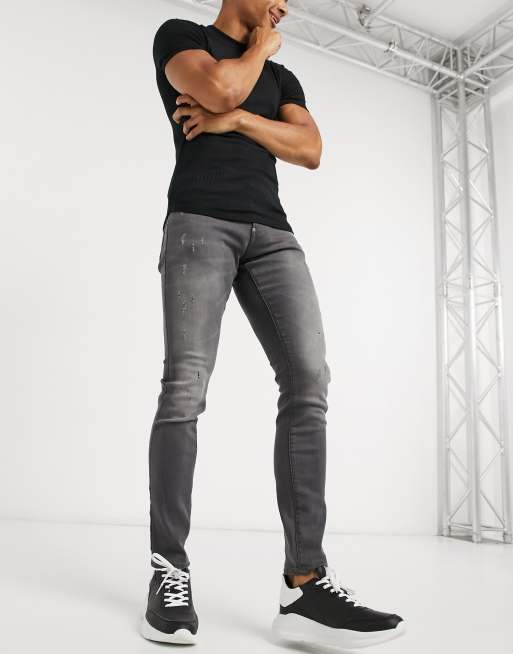 G-Star – Eng geschnittene Jeans in Grau