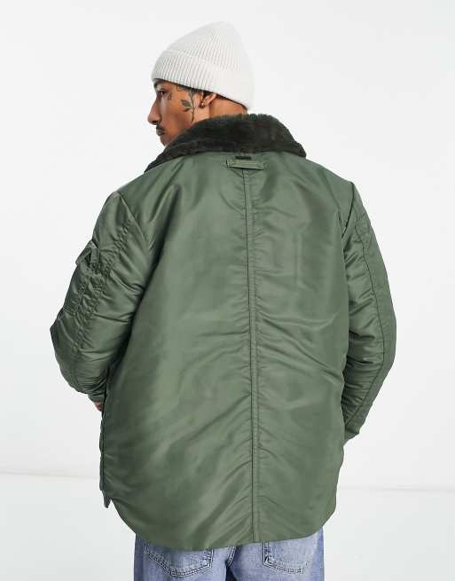 concert Skim de sneeuw G-Star Field liner jacket with removable faux fur collar in khaki | ASOS