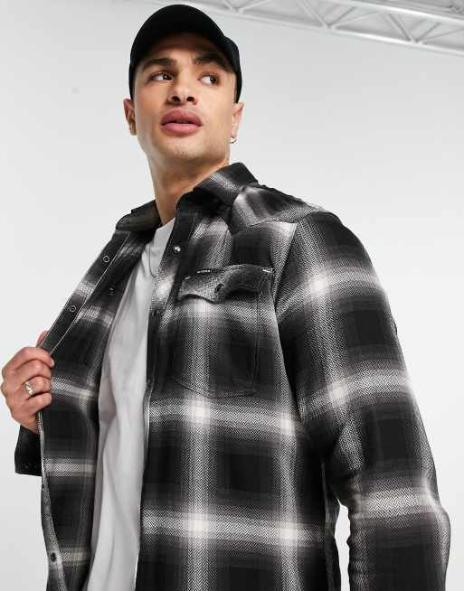 G-Star flannel shirt in black check | ASOS