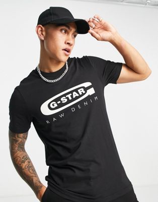 Beoordeling roddel span G-Star Graphic cotton chest logo slim fit t-shirt in black | ASOS