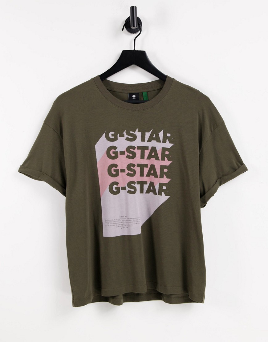 g-star graphic logo t-shirt in green