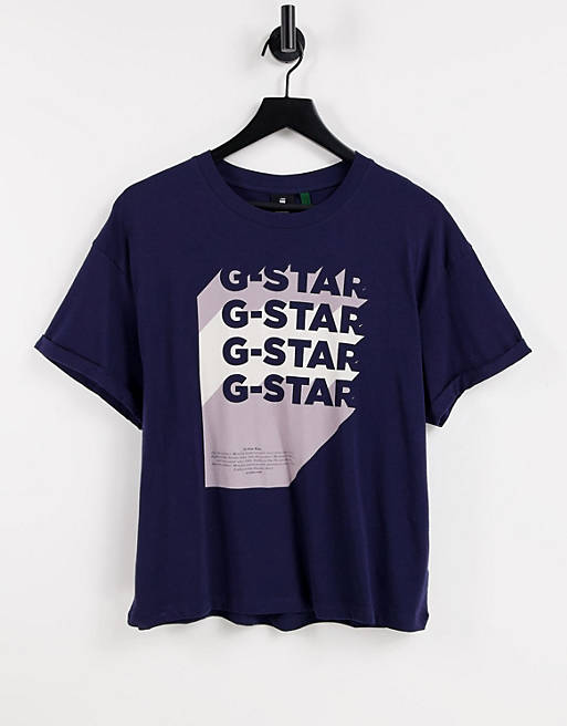 G-Star graphic logo t-shirt in navy