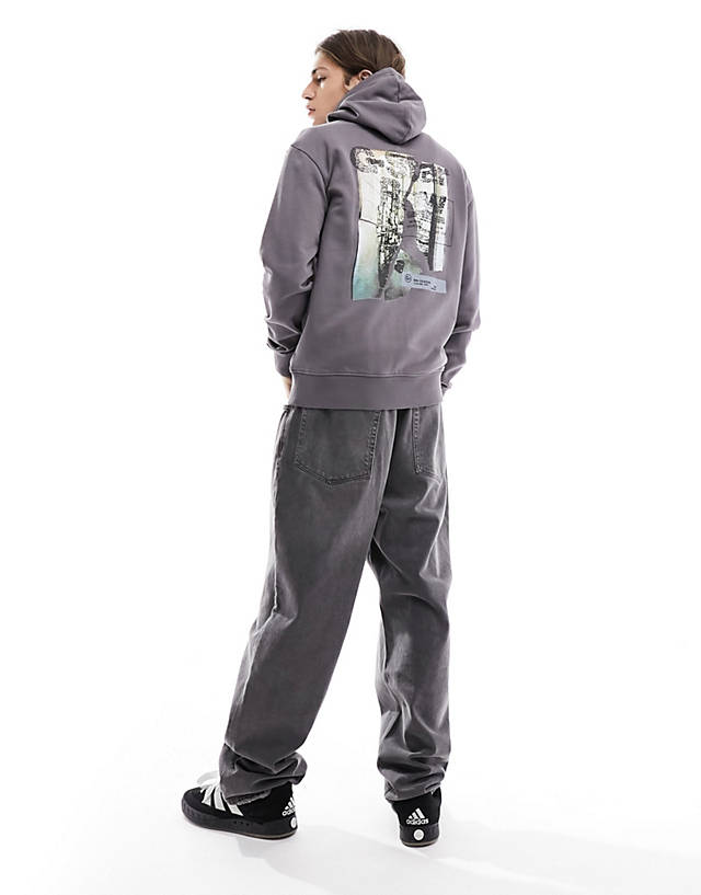 G-Star - hd pullover hoodie in grey with chest and back print