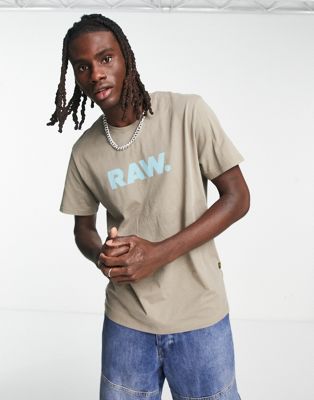 G-Star Holorn t-shirt with front text in beige - ASOS Price Checker