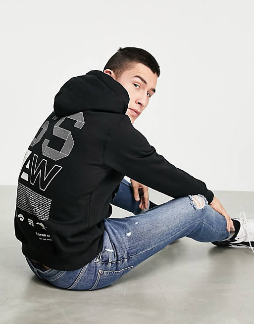 G-Star hoodie with back print in black