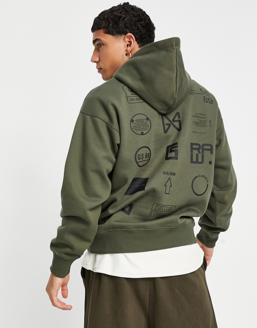G-Star hoodie with back print-Green