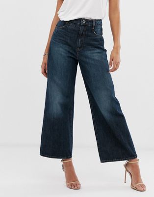 G-Star – Jeans i ekologisk bomull med beskurna vida ben-Blå