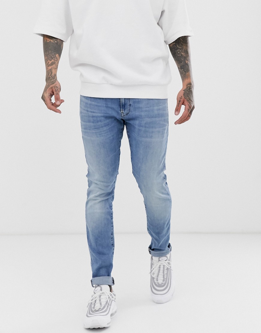 G-Star - Jeans skinny effetto invecchiato chiaro-Blu