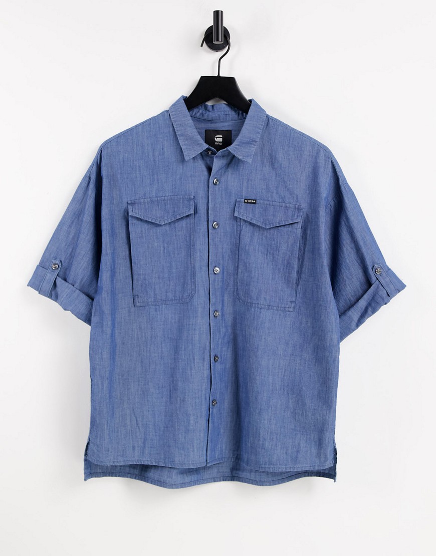 G-Star joosa denim button up shirt in blue-Blues