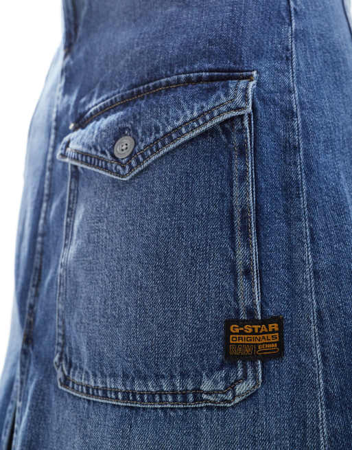 G-Star - Jupe longue en jean style cargo avec poches - Bleu moyen délavé, 4 de 5