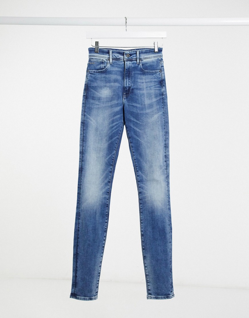 G-Star – Kafey – Skinny jeans med extra hög midja-Blå