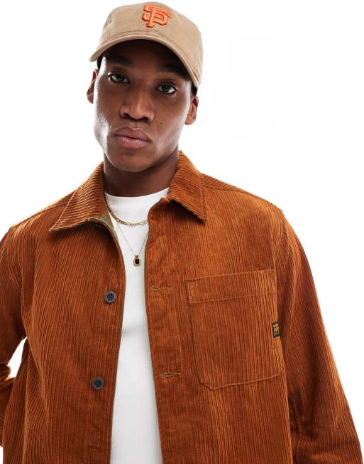 G-Star – Langärmliges Hemd aus Cord in Dunkelorange ASOS