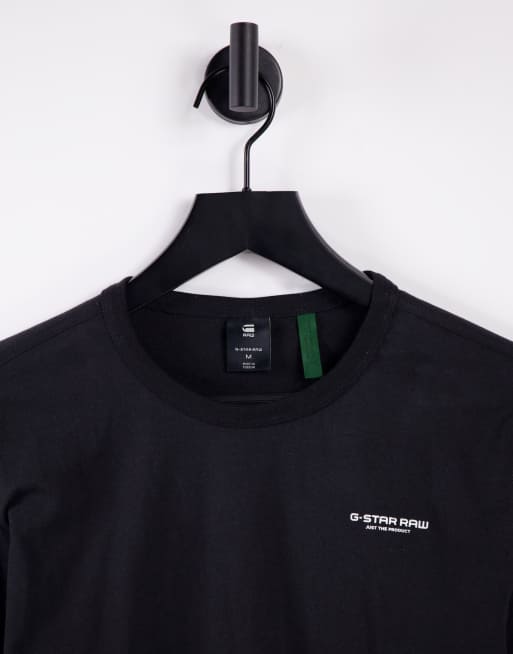 G-Star – Langärmliges Shirt in Schwarz mit kleinem Logo, 3 von 4