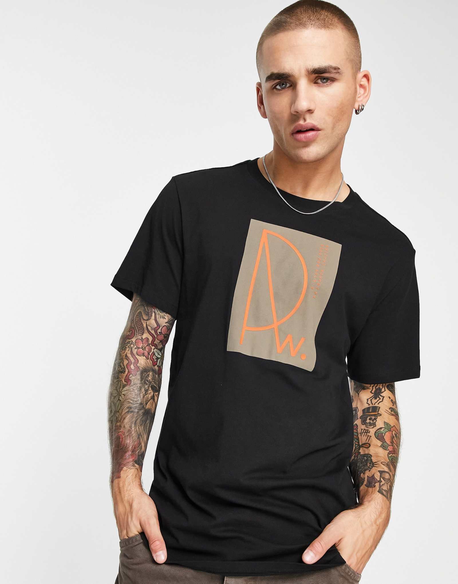 G-Star Lash RAW relaxed fit t-shirt with front graphics in black  - view 1