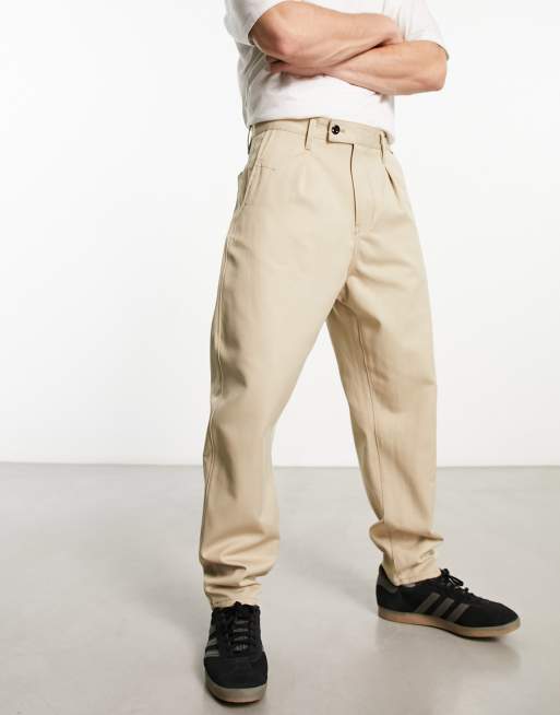 G-Star – Locker geschnittene Chinohose im Work-Look in gebrochenem Weiß