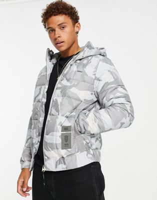 G-Star Meefic guilted hooded jacket in grey camo