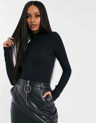 black mock neck bodysuit