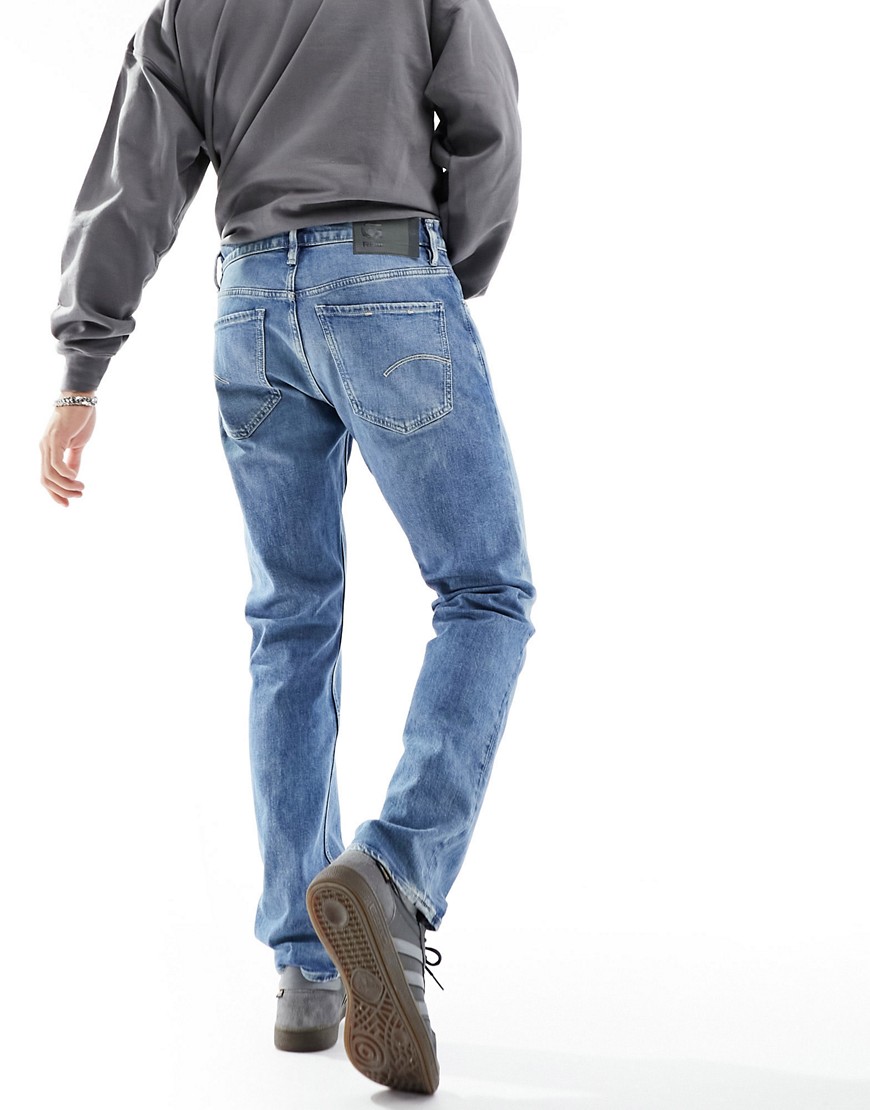 Shop G-star Mosa Straight Fit Jeans In Midwash Blue Denim-navy