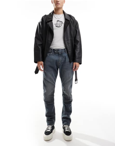 G-Star - moto 3d slim - Denim jeans in blauwe vintage wassing - view 1