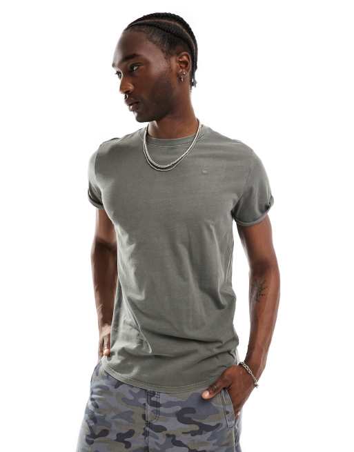 G-Star Musa t-shirt in pigment dyed dark grey with palm tree stencil print, 2 of 4