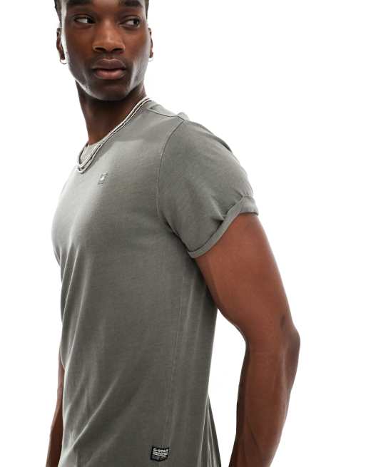 G-Star - Musa - T-shirt met pigment-dye en palmboomprint in donkergrijs