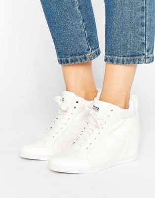 hurken transactie versterking G-Star New Labor White Denim Wedge Sneakers | ASOS