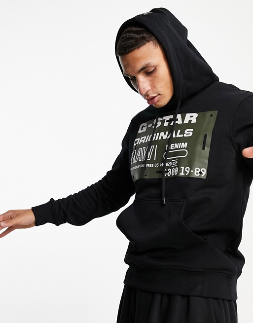 G-Star originals box logo hoodie in black