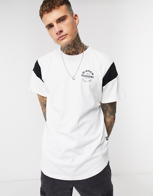 G-Star Originals circle logo t-shirt with sport panel in white