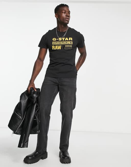 Black and yellow g star 2024 raw shirt