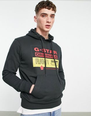 G-Star originals logo hoodie in black