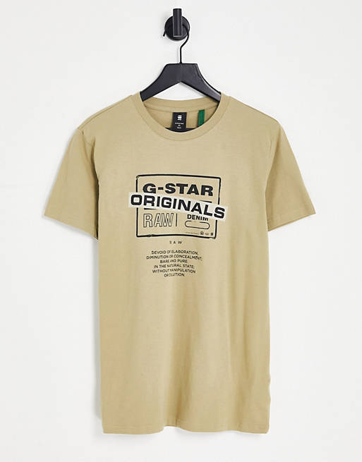 G-Star Originals logo t-shirt in stone 